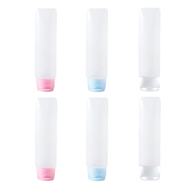 Feilguee 6 Pcs 1oz Travel Bottles Empty Refillable Toothpaste Tubes Containers Small Mini Size Squeeze Dispensers,Pump Dispenser