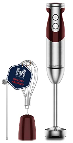 Megawise Pro Titanium Reinforced 3-In-1 Immersion Hand Blender, Powerful Motor With 80% Sharper Blades, 12-Speed Corded Blender,