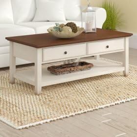 Decornation Exquisite Brown Wooden Coffee Table For Your Living Room With Convenient Drawer Storage(18.1X47.6X23.1,Brown)