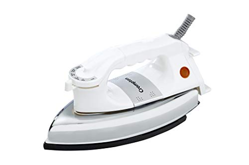 Crompton Rhino 1000Watt Heavy Weight Dry Iron With Non Stick Teflon Coating (White/Silver)