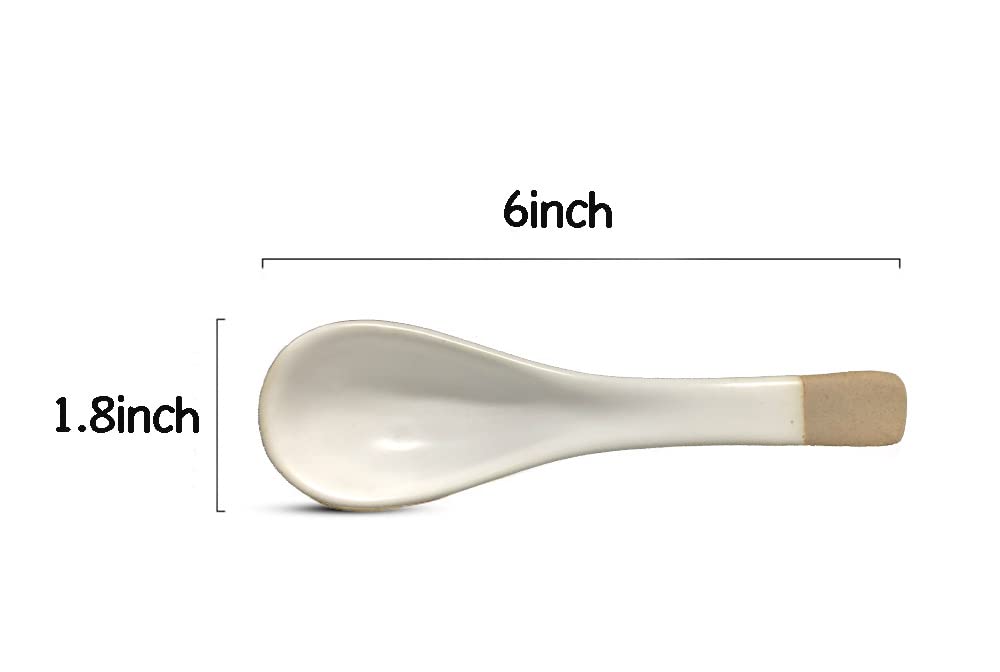 123Arts 4Pcs Ceramic Japanese Retro Soup Spoons Dessert Spoons