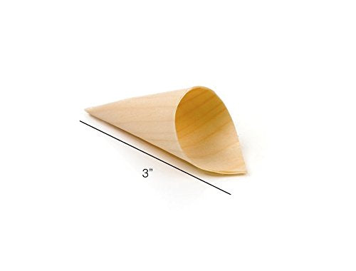 Restaurantware 3-In Pinewood Serving And Tasting Cone: Perfect For Appetizers And Finger Foods At Home Parties Or Catering Event