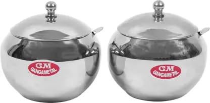 Gangametal Steel Utility Container  450 Ml (Pack Of 2, Silver)