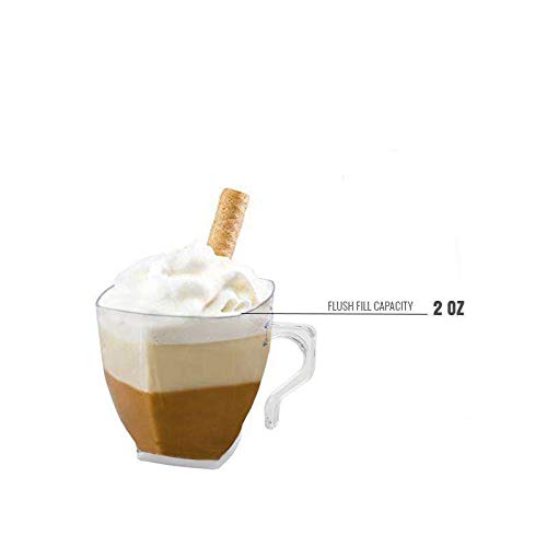 Kaya Clear Square Plastic Mini Coffee Tea Cups (2 Oz., Pack Of 12) - Elegant & Convenient Design - Ideal For Celebrations, Gathe