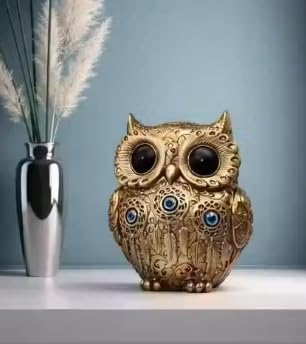 Pickartme Evil Eye 4 Inch Owl Statue For Good Luck L Feng Shui & Vastu Ii Evil Eye Ii Showpiece For Home Decor (Gold, 4 Inch)