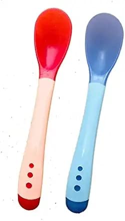 Ganpati Enterprises Silicone Tip Heat Sensitive Silicone Spoons | Temperature Sensing Spoons | (Spoons RedBlue)