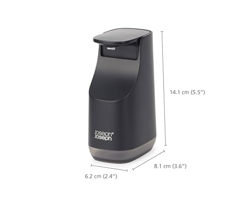 Joseph Joseph Bathroom Slim, Compact Soap Dispenser, Easy-Push Pump Head, Non Drip Nozzle, Fill-Level Window, Refillable, Matt B