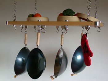 Taylor & Ng Track Ceiling Pot Rack 36 x 18 Natural Wood