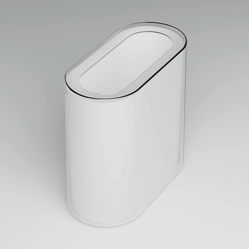 Ieek Small Waste Basket Slim Trash Can 3.2 Gallon/12L Clear And White Garbage Can Rectangle Plastic Wastebaskets Container Bin F