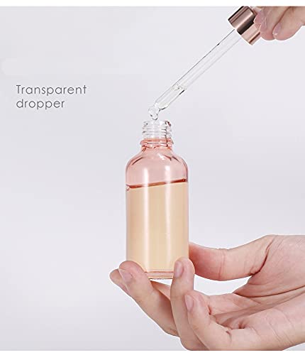 Lokusel 4 Pack Glass Dropper Bottles,10Ml/15Ml/30Ml/50Ml/100Ml Essential Oil Bottles Dropping Bottles With Rose Gold Cap Perfume