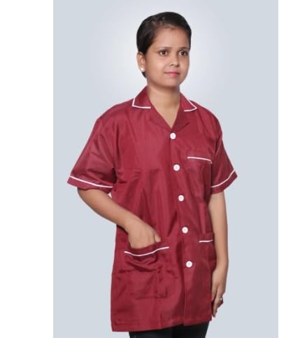 Hangerage Unisex Apron Lab Coat Maroon  Short Sleeves Pack Of 1 (Xl)