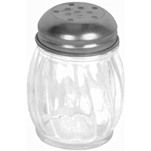 Great Credentials Grated Cheese & Red Pepper Swirl Shaker, Perforated Top, Clear, Stainless Steel, Model GC-6OZSW-PER