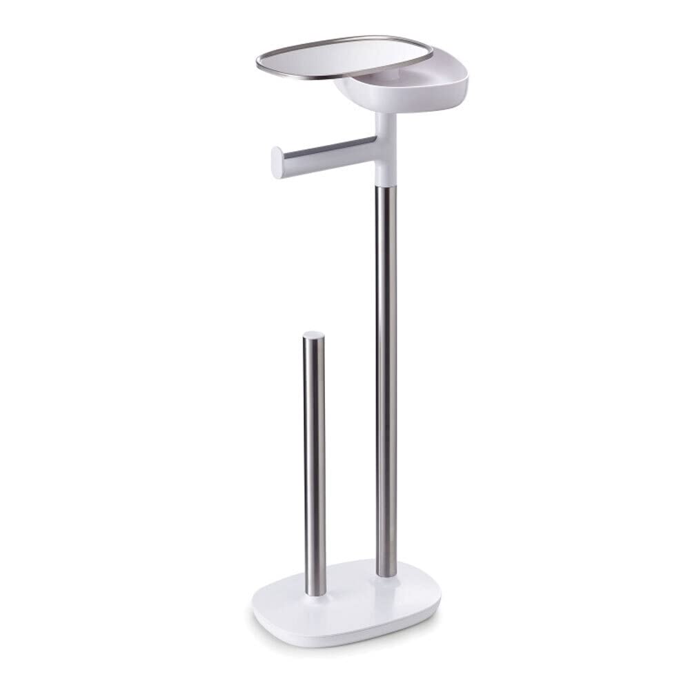Joseph Joseph 70518 EasyStore Butler Toilet Paper Holder Stand and Spare Roll Storage with Shelf and Drawer  Stainless Steel