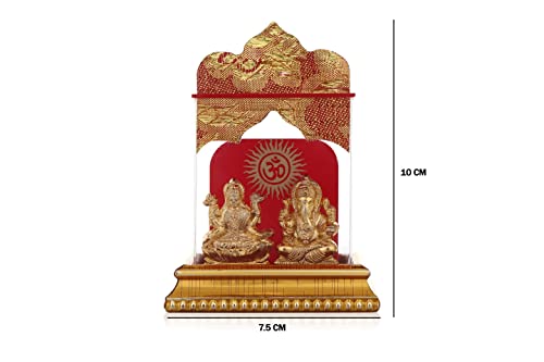 Awesoome Craft Goddess Laxmi And Ganesh Idol Status Murti Acrylic Idol Golden Polish For Home Temple Ofice & Car Dashboard (Gold