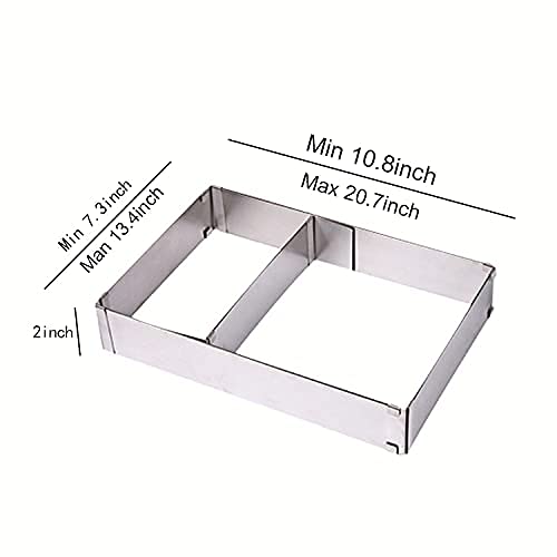 10 Reach 20 Inch Rectangular Stainless Steel Adjustable Flexible Scalable Mousse Cake Mould Cake Tiramisu Bread Pastry Baking Mo