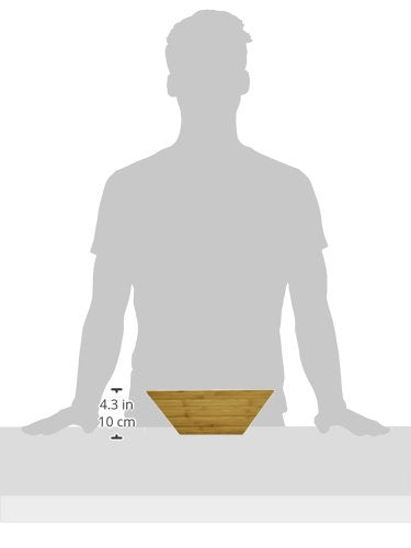 Heim Concept Bamboo Salad Bowl 4 Pc Set W/Serving Hands, 2 Square Bowls & Pair Salad Servers Eco-Friendly Bpa Free