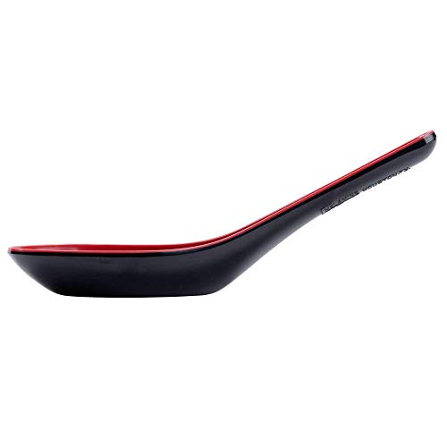 G.E.T. 6026-Rb Red/Black 0.6 Oz. Soup Spoon, Break Resistant Dishwasher Safe Melamine Plastic, Fuji Collection (Pack Of 12)