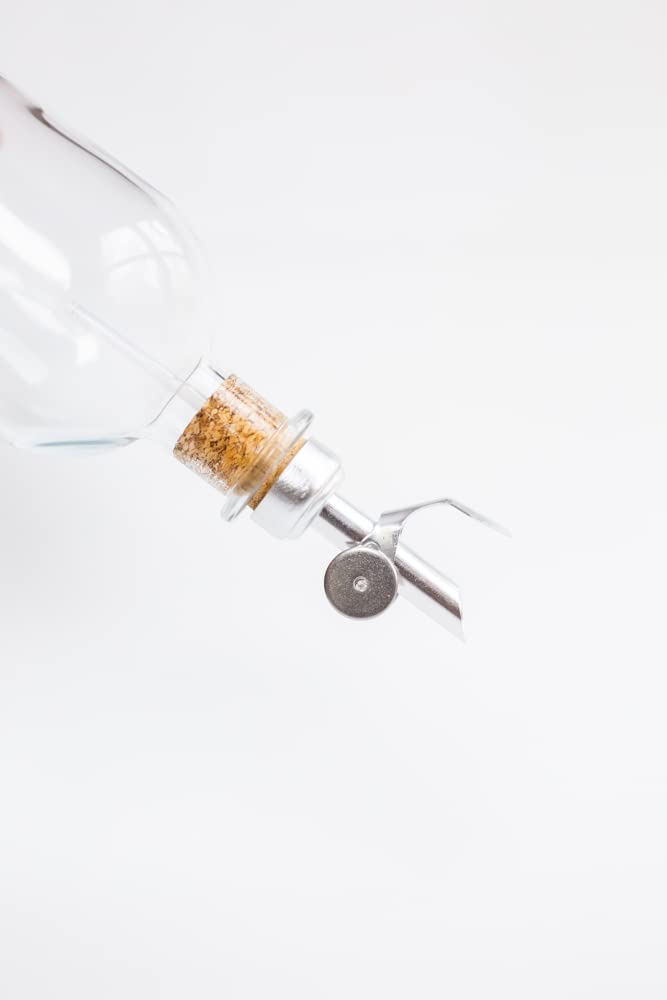 Rail19 Small Clear Glass Mouthwash Dispenser With Metal Pour Spout | Cooking Oil And Vinegar Dispenser - Perfect For The Bathroo