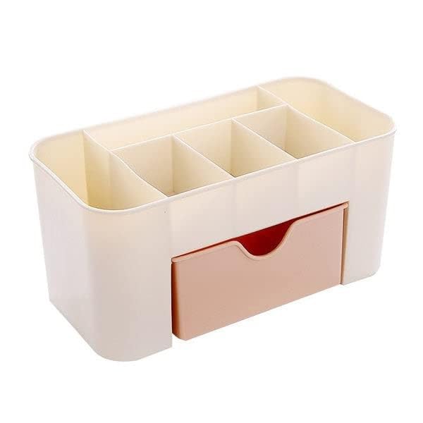 Autio Exim Cosmetic Storage Box Multi Functional Desktop Tidy Organiser Holder With Drawer Random Colour, Plastic, MultiColoure