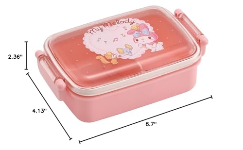 My Melody Bento Lunch Box (15.22Oz) - Cute Lunch Carrier With Secure 2-Point Locking Lid - Authentic Japanese Design - Durable,