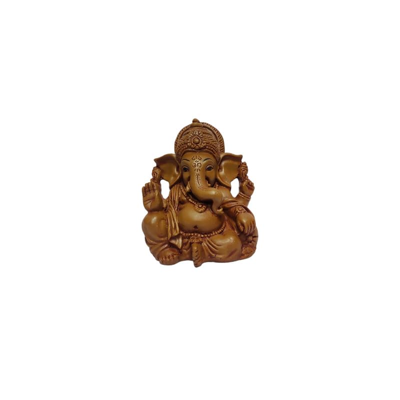 Pratima Wooden Finish Beautiful Polyresin Ganesh Idol|Vinayaka Statue|Ganpati Murti|Ganesha Idol For Home Decor|Ganesh Idol For 