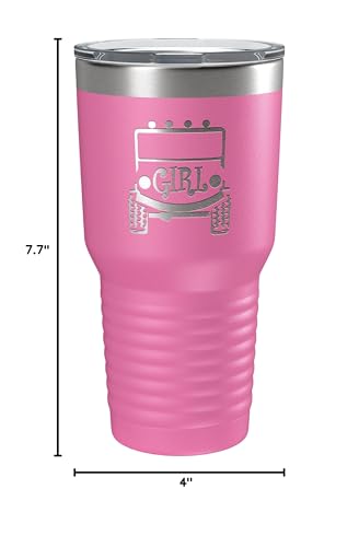 Pink Trucker Girls |Travel Tumbler Stainless Steel 30 Oz Mall Crawler Rock Crawler | Design Is Laser Engraved On Powder Coated E