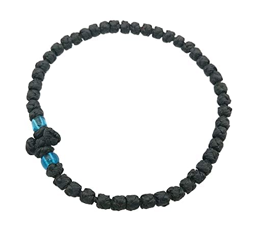 Mastic of Chios Blessed Handmade Greek Christian Orthodox Waxed Prayer Rope from Mt.Athos (Komboskoini Chotki) Thin Black Fragra