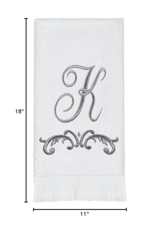 Avanti Linens - Fingertip Towel, Soft & Absorbent Cotton Towel (Monogram Collection, Initial K), White