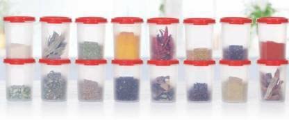 Tupperware Plastic Utility Container 440 Ml Pack Of 16 (Red)