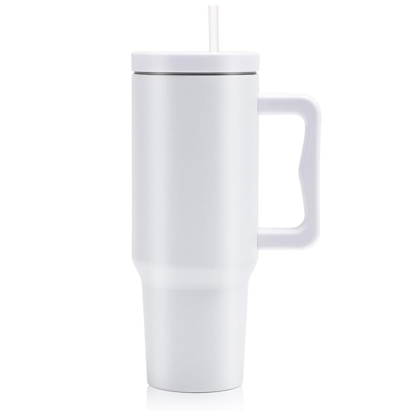 Ridera 1200Ml LeakProof Stainless Steel Travel Mug Double Wall Insulated Tumbler With Handle & Straw Keeps Drinks Hot & Cold Fo