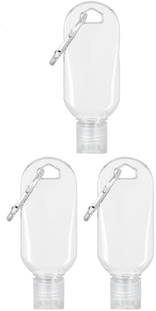 3Pcs Pocket Portable Clear Hot Sauce Keychain Bottles,2oz/50ml Bottles,Mini Ketchup Containers for On-The-Go - Refillable Travel