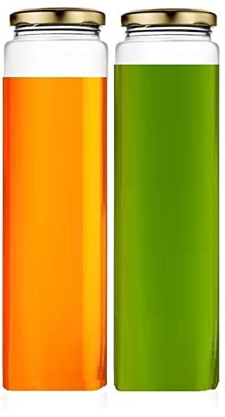 Ash & Roh  Clear Glass Jar And Container With Air Tight Lid Storage Of Spices And Dry Fruit (400 Ml Silver Bamboo, 2)