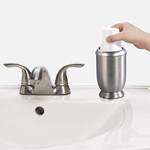 nu steel nusteel Rosemont Dixie Modern Sleek Metal Compact Small Disposable Paper Cup Dispenser Storage Holder for Rinsing for Bathroom Vanity Countertops  fits 3 oz. Paper Cups  Brushed Finish