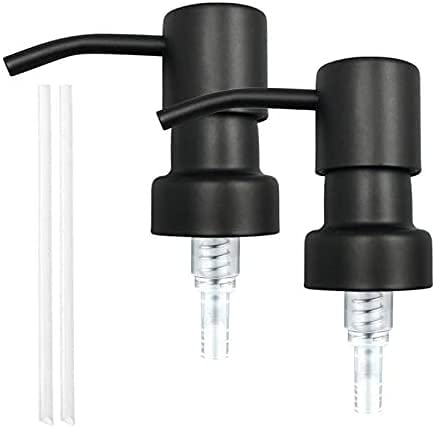 Lexxon Black Soap Lotion Dispenser Replacement Pump Stainless Steel Fit Standard 8Oz / 16Oz Boston Round Bottles (2)