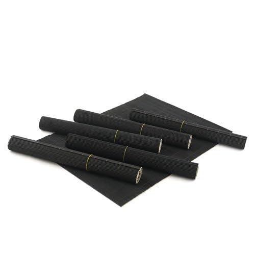 Bamboomn Bamboo Placemat/Sushi Rolling Mat - 18.75'' X 13'' - Black, 6 Pcs
