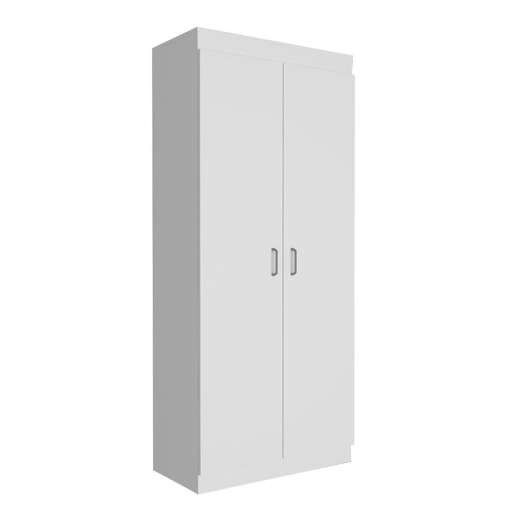 TUHOME Varese Pantry Cabinet  Two Door Cabinet  Three Internal Door Shelves  Five Shelves  White   For Kitchen Room