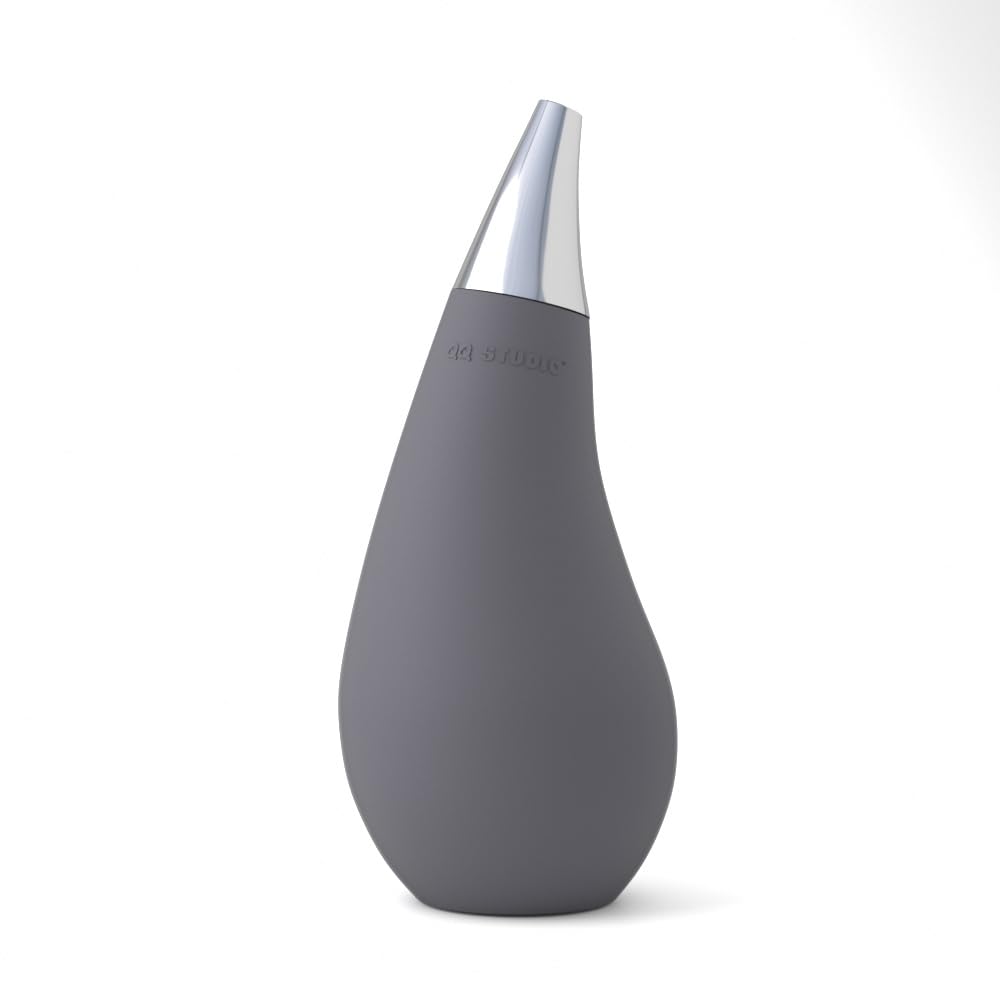 Kitchen Bathroom Counter Top Squeezable Soap Dispensers Tear Drop Shape Bottle (Gray, 7Oz)