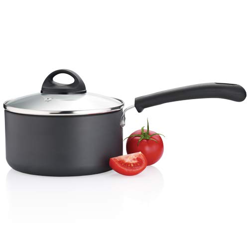 Premier Trendy Black Non Stick Sauce Pan With Glass Lid 18Cm Code129031