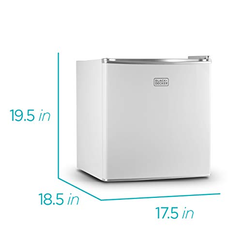 Black+Decker Bcrk17W Compact Refrigerator Energy Star Single Door Mini Fridge With Freezer, 1.7 Cubic Ft., White