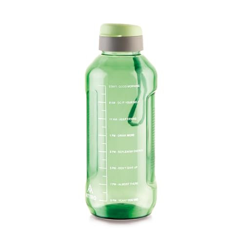 Attro Ultra Pro 2 Motivational 2L BpaFree Water Bottle With LeakProof FlipTop Cap, Nylon Strap And Stylish Mint Green Color F