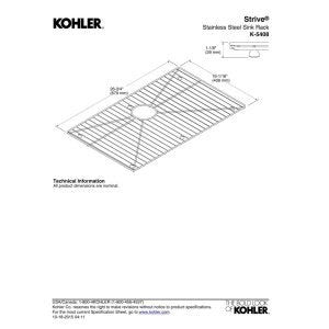 Kohler Stainless Steel Sink Rack, 26-3/4-Inch X 16-Inch For K-5409 Strive Kitchen Sink, Stainless Steel