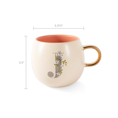 Fringe Studio Floral J Stoneware Mug, 14 fl oz, Cream,428036