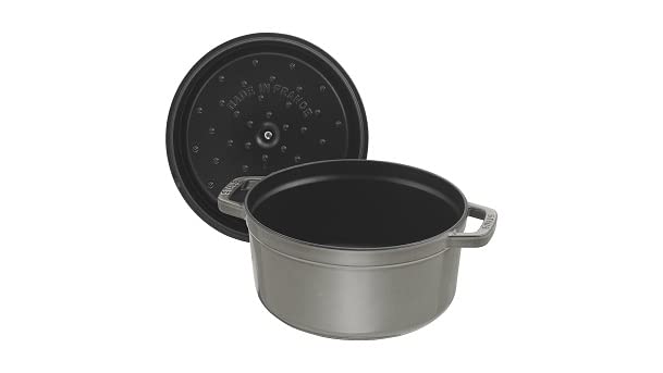 Staub 1003926 Cast Iron Roaster/Cocotte, Round 28 Cm, 6.7 L, Graphite Grey