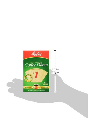 Melitta 620122 40 Count #1 Natural Brown Cone Coffee Filters (Pack Of 5)