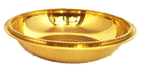 KBB 100% Brass Dana Plain Plate for Sweets Serving | Puja Plate | Krishna Ji Bhog (170 ml) (Diameter- 4.5 INCH. Approxx)
