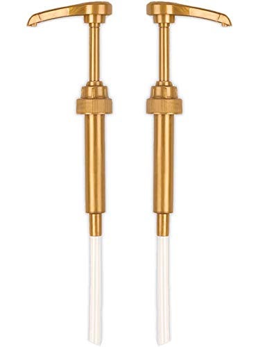 Gold Coffee Syrup Pump for 750ml Bottles (Pack of 2) | Fits Torani, (Monin 1 Liter Plastic Bottles Only), Davinci, Jordans Skin