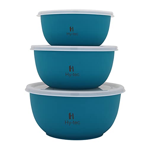 H HyTec (Device) Microwave Safe Stainless Steel Mixing Bowl (Green)  Set Of 3