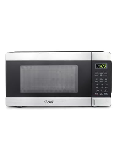 Commercial Chef Countertop Microwave, 11 Cubic Feet, Black With Stainless Steel Trim