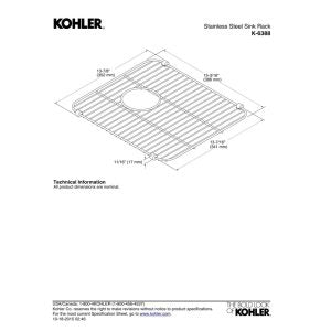 Kohler K-6388-St Stainless Undertone Steel Sink Rack, 13.87 X 15.18