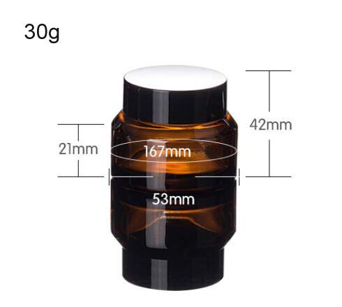 15G/20G/30G Empty Refillable Amber Glasscosmetic Cream Jar Pot Inclined Shoulder Bottle Container With Screw Black Lids For Salv